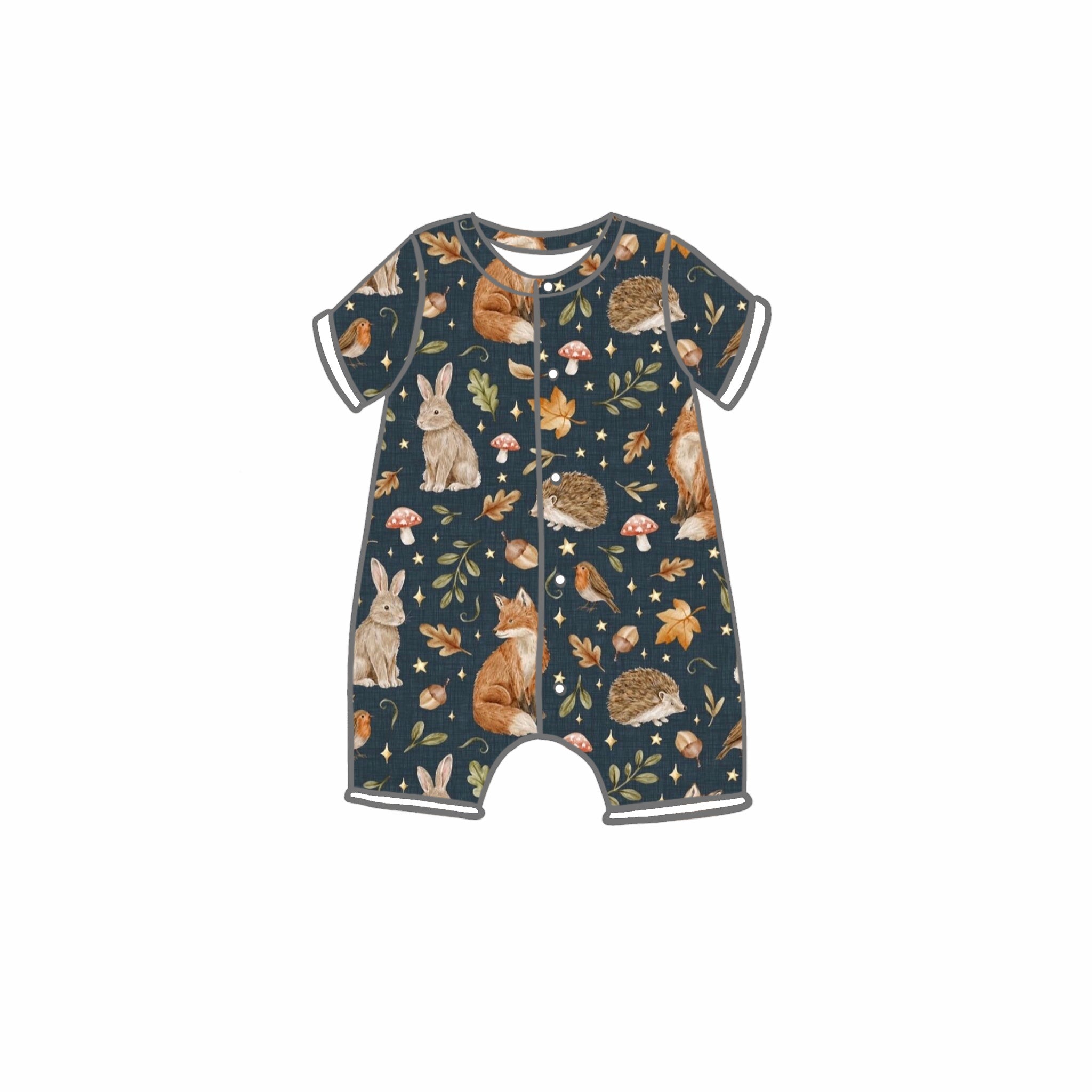 Midnight Woodland Rompers