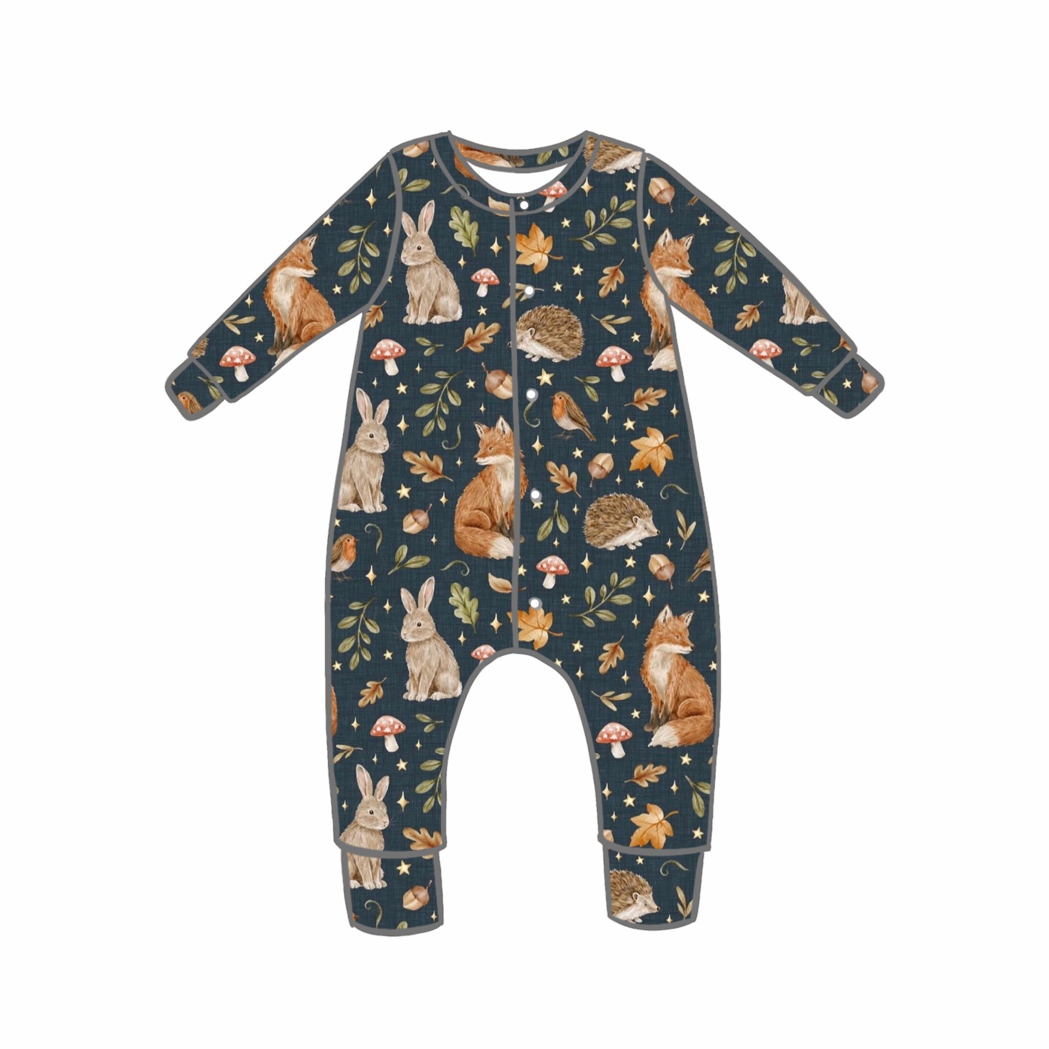 Midnight Woodland Rompers