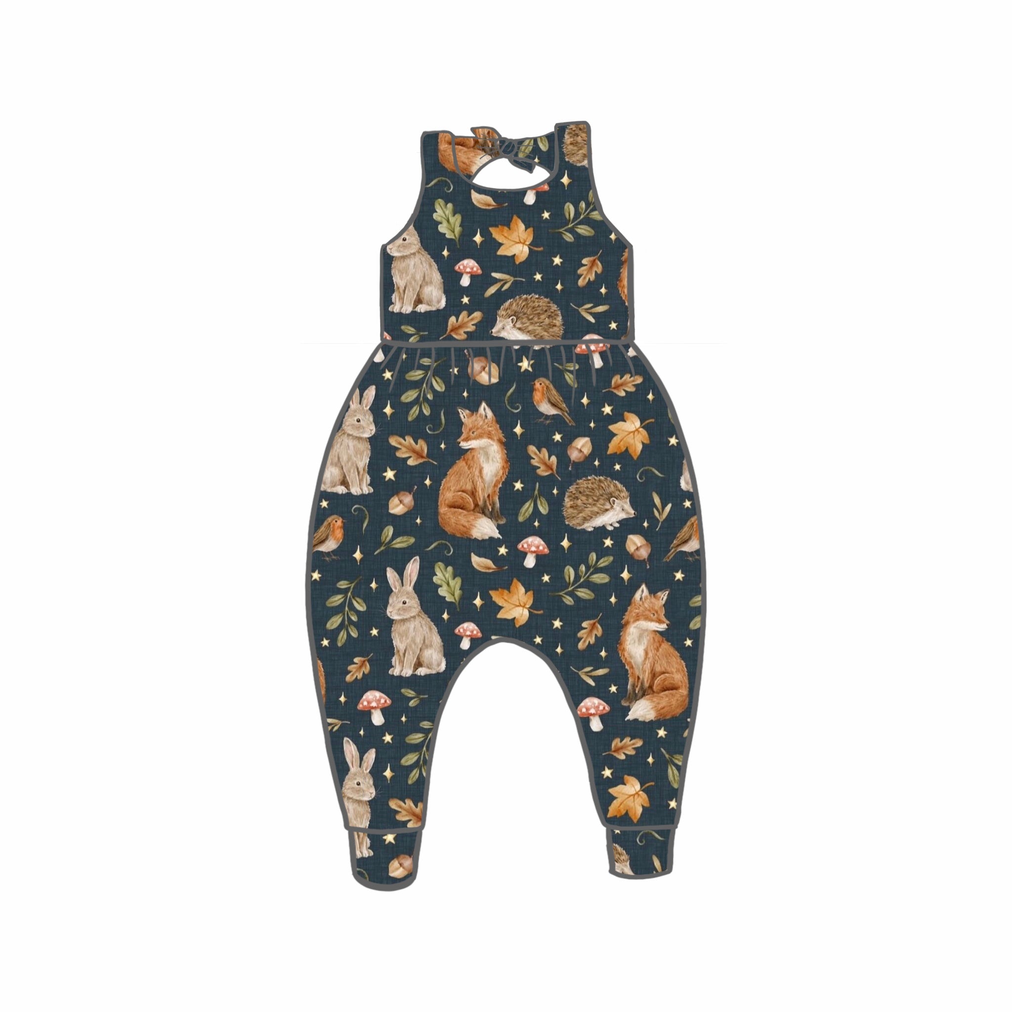 Midnight Woodland Rompers
