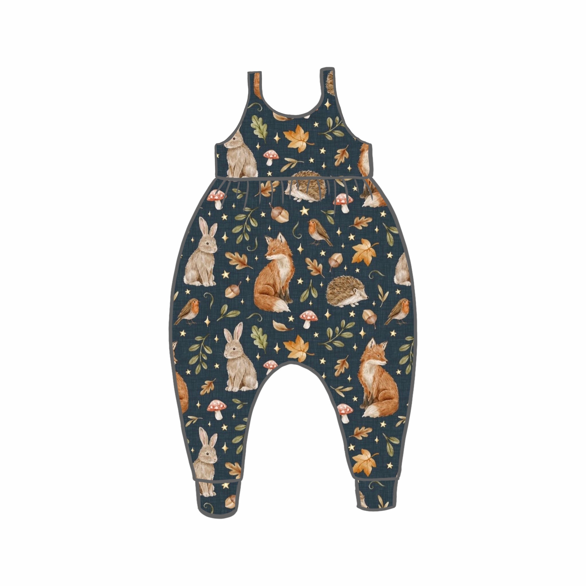 Midnight Woodland Rompers