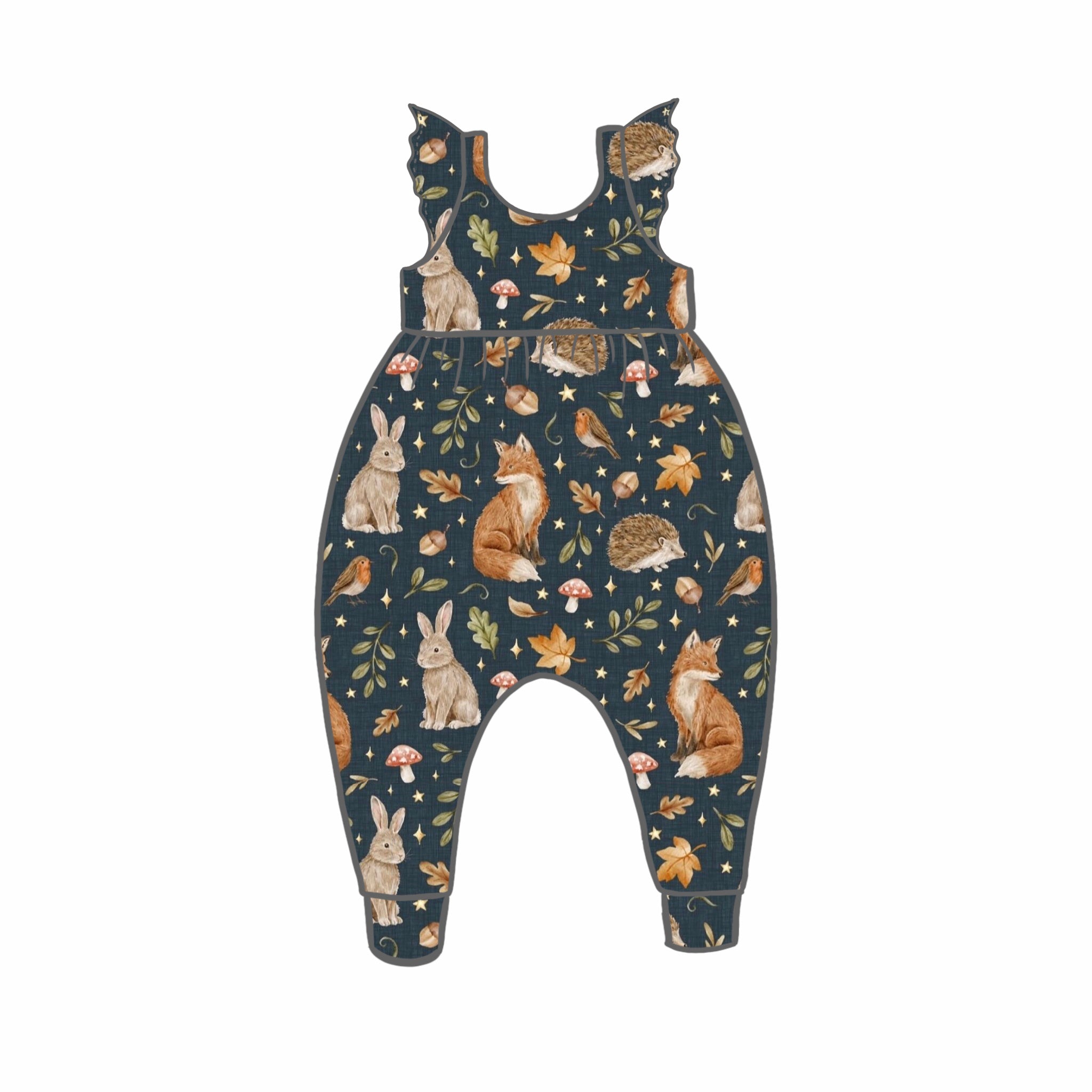 Midnight Woodland Rompers