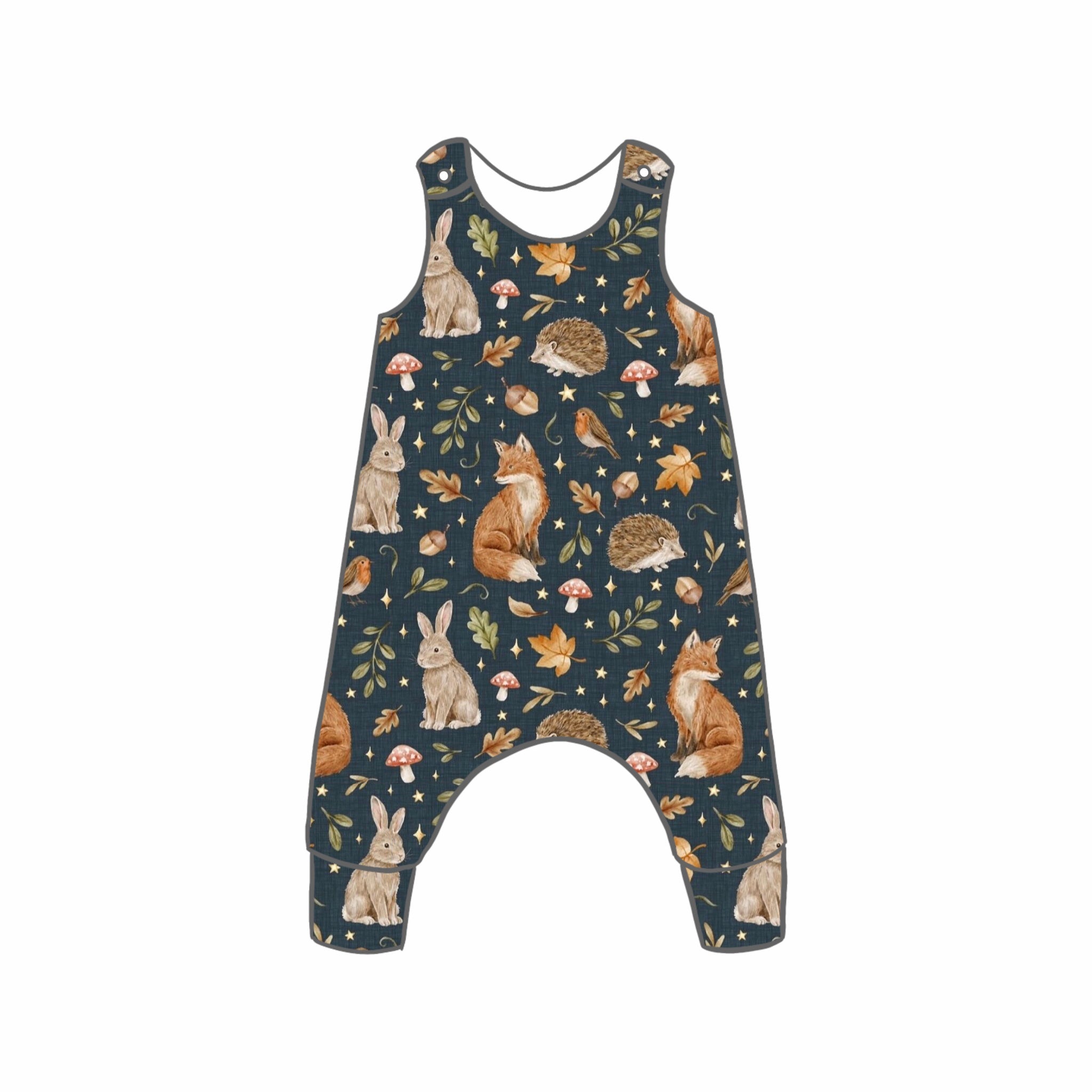 Midnight Woodland Rompers